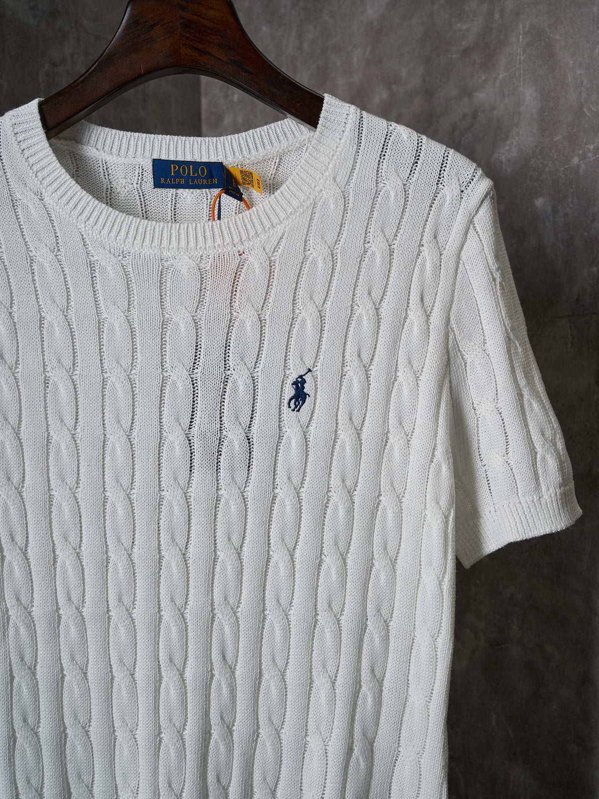 Ralph Lauren Men's Cable‑Knit Crew‑Neck Short‑Sleeve Sweater