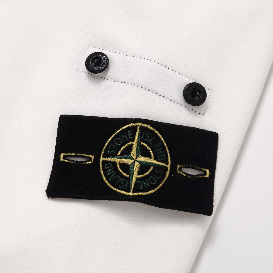 Stone Island Cotton Half-Zip Mock Neck Sweatshirt with Left Sleeve Compass Badge