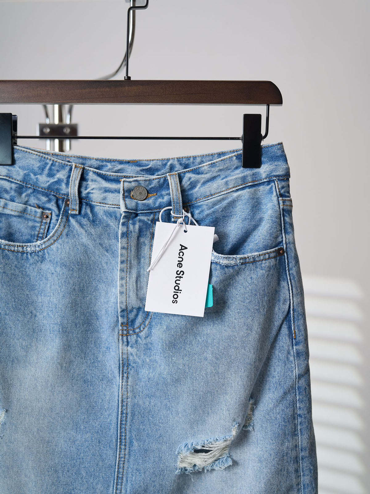 Acne Studios Distressed Layer‑Look Denim Skirt‑Trousers