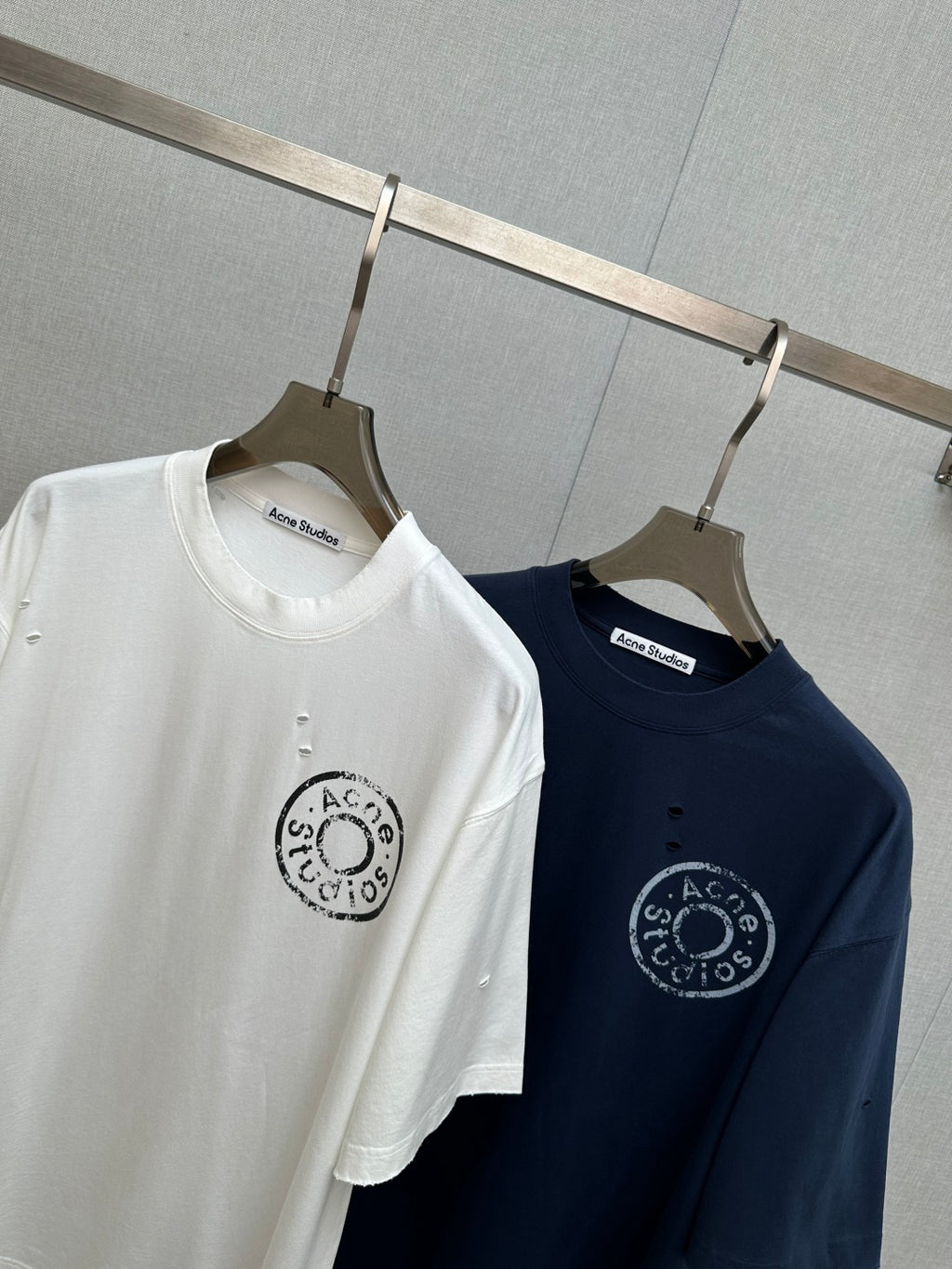 Acne Studios Circular Stamp‑Print Distressed Crew‑Neck Short‑Sleeve T‑Shirt,