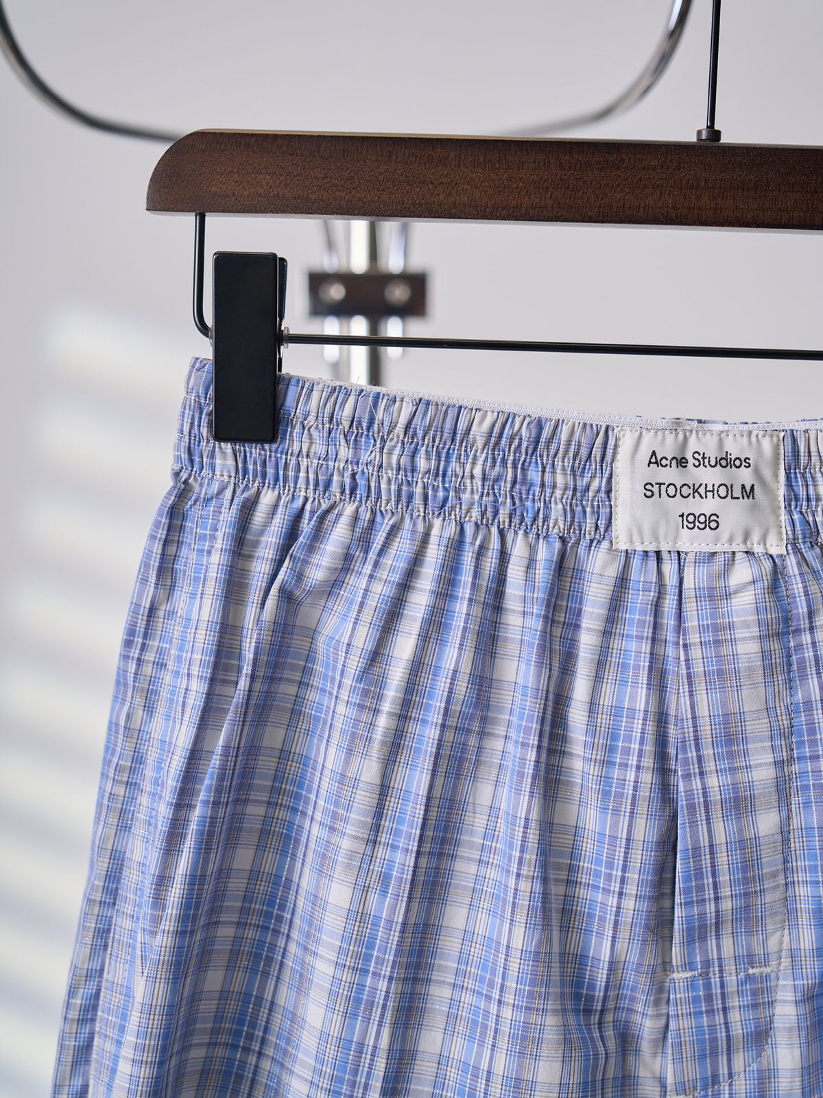 Acne Studios Blue Plaid Casual Boxer Shorts