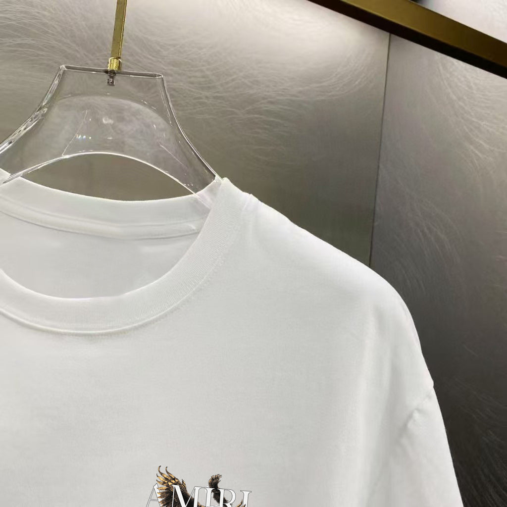 Amiri Eagle Logo Chest Graphic Crew‑Neck Short‑Sleeve T‑Shirt