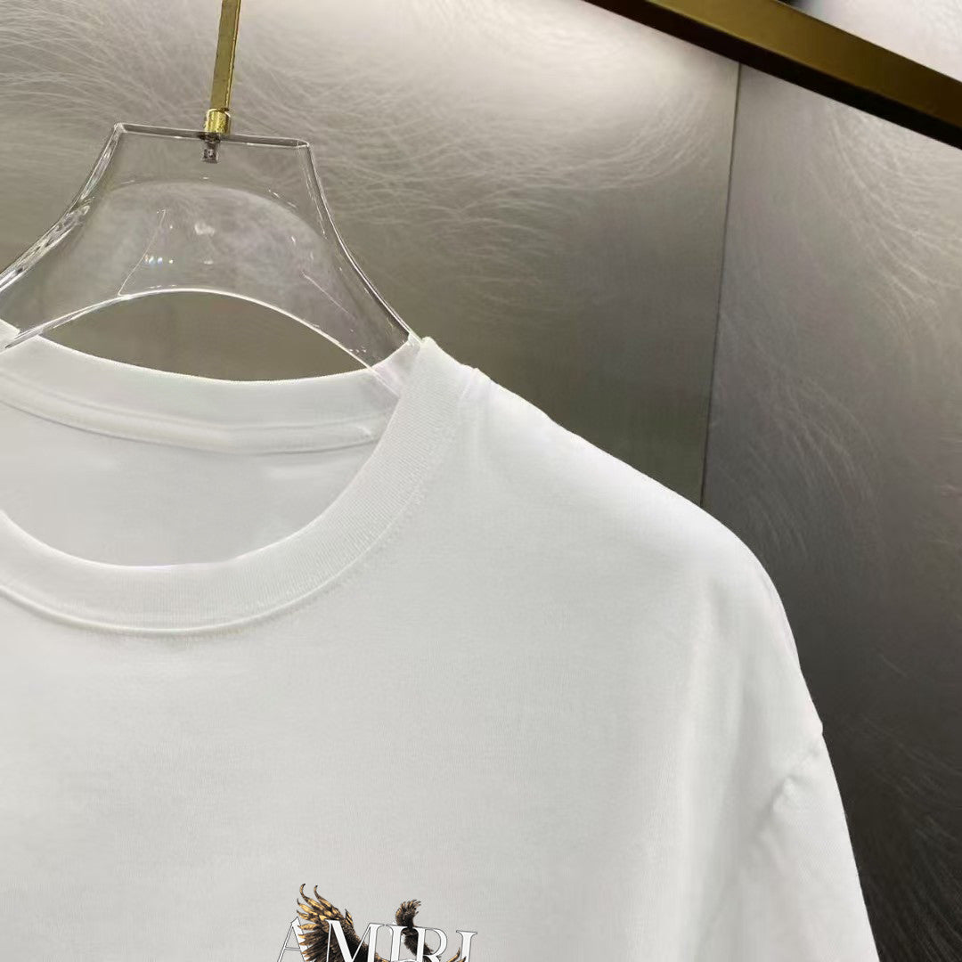 Amiri Eagle Logo Chest Graphic Crew‑Neck Short‑Sleeve T‑Shirt