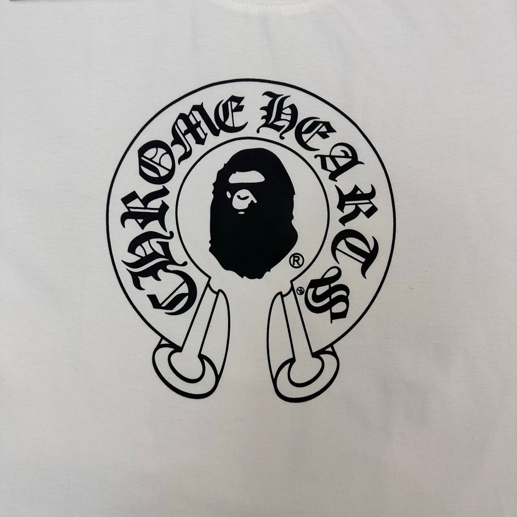 BAPE × Chrome Hearts Horseshoe Ape Head Center Print Unisex Oversized T-Shirt
