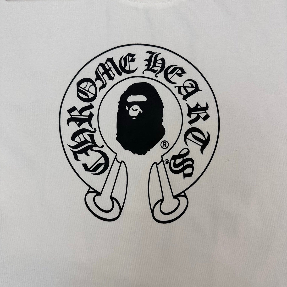 BAPE × Chrome Hearts Horseshoe Ape Head Center Print Unisex Oversized T-Shirt