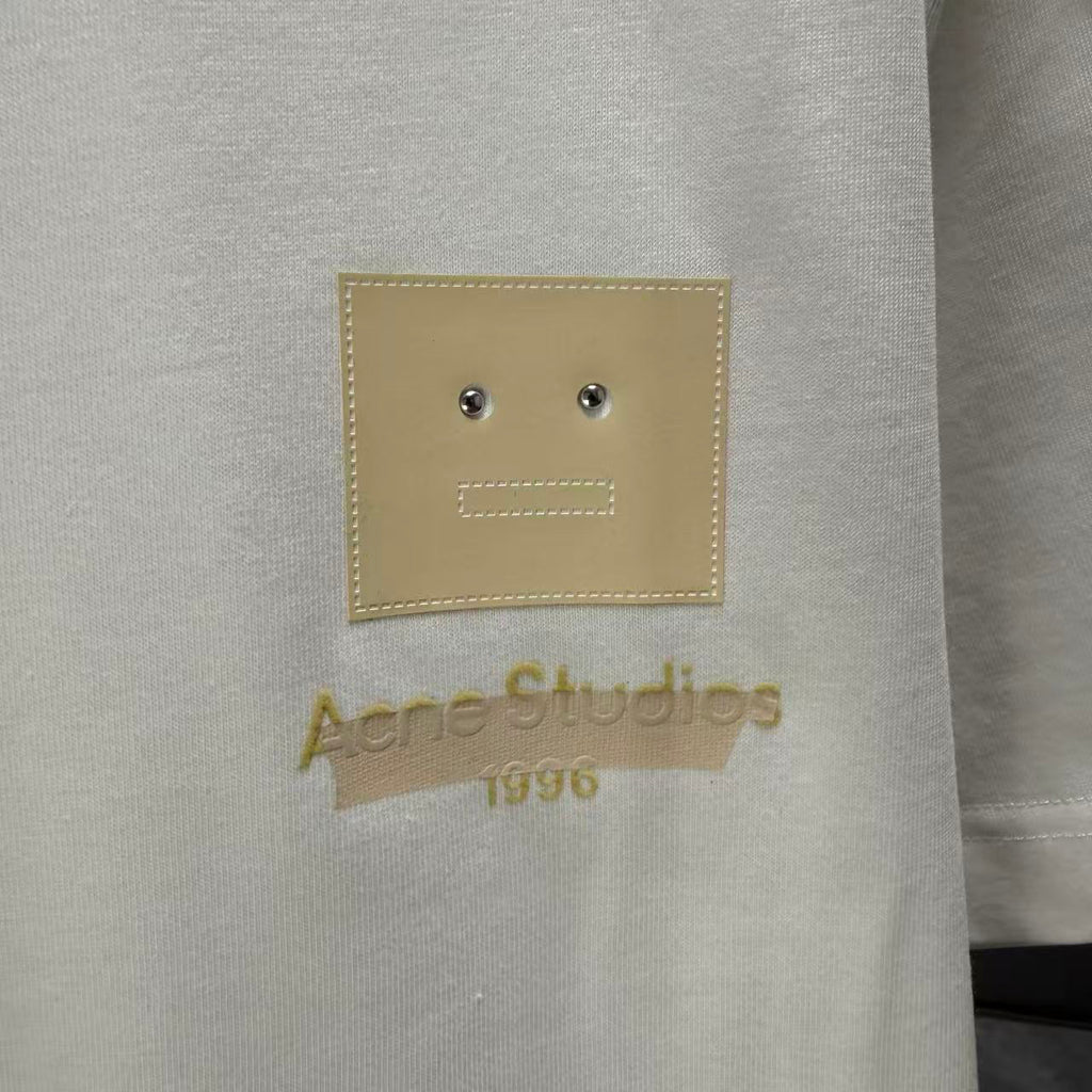Acne Studios Square‑Face Patch 1996 Graphic Crew‑Neck Short‑Sleeve T‑Shirt
