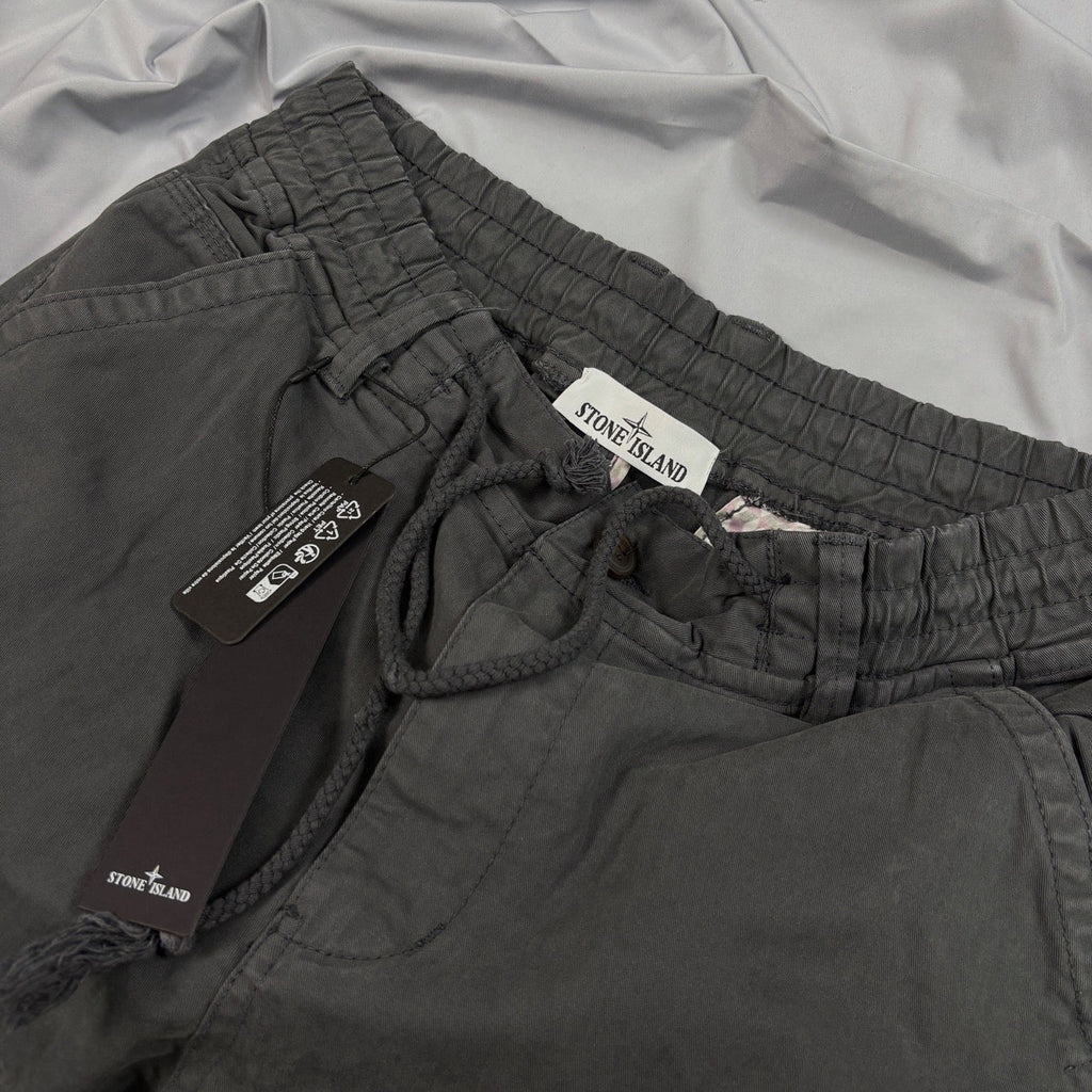 Stone Island Garment-Washed Cargo Jogger Pants with Compass Badge