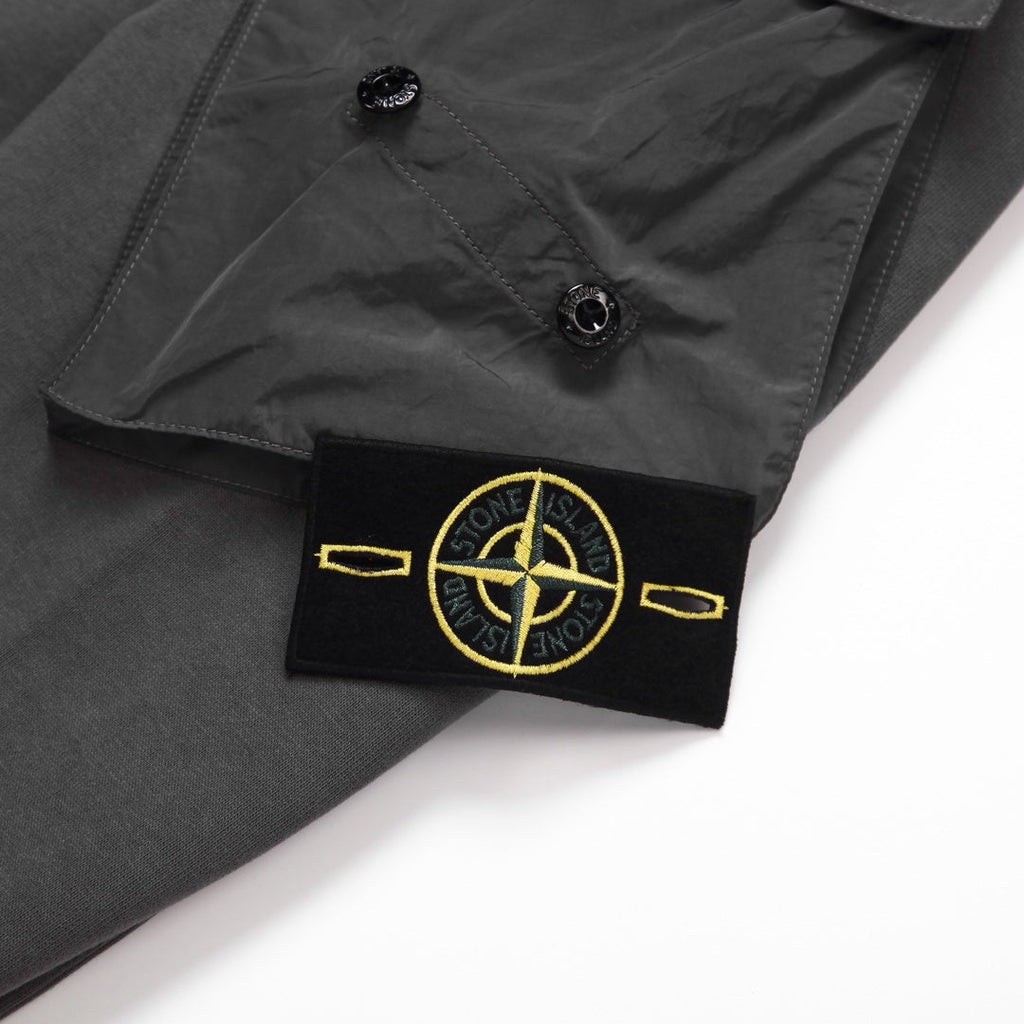 Stone Island Cotton Crew Neck Sweatshirt with Bilateral Sleeve Open Cargo Pockets and Compass Badge
