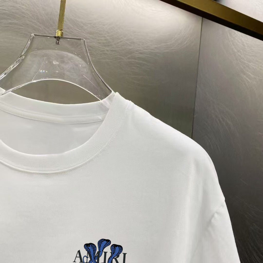 Amiri Decorative Script Chest Graphic Crew‑Neck Short‑Sleeve T‑Shirt
