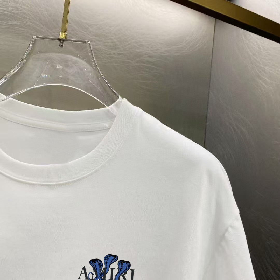 Amiri Decorative Script Chest Graphic Crew‑Neck Short‑Sleeve T‑Shirt
