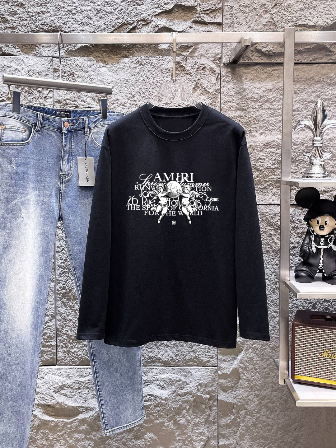 AMIRI Cherub Script Graphic Long‑Sleeve Tee