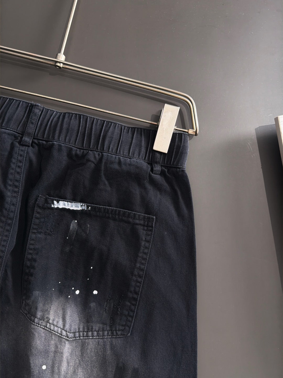 Men's Splatter Paint Wide‑Leg Casual Pants, Elastic Drawstring Waist Rider Embroidery Trousers