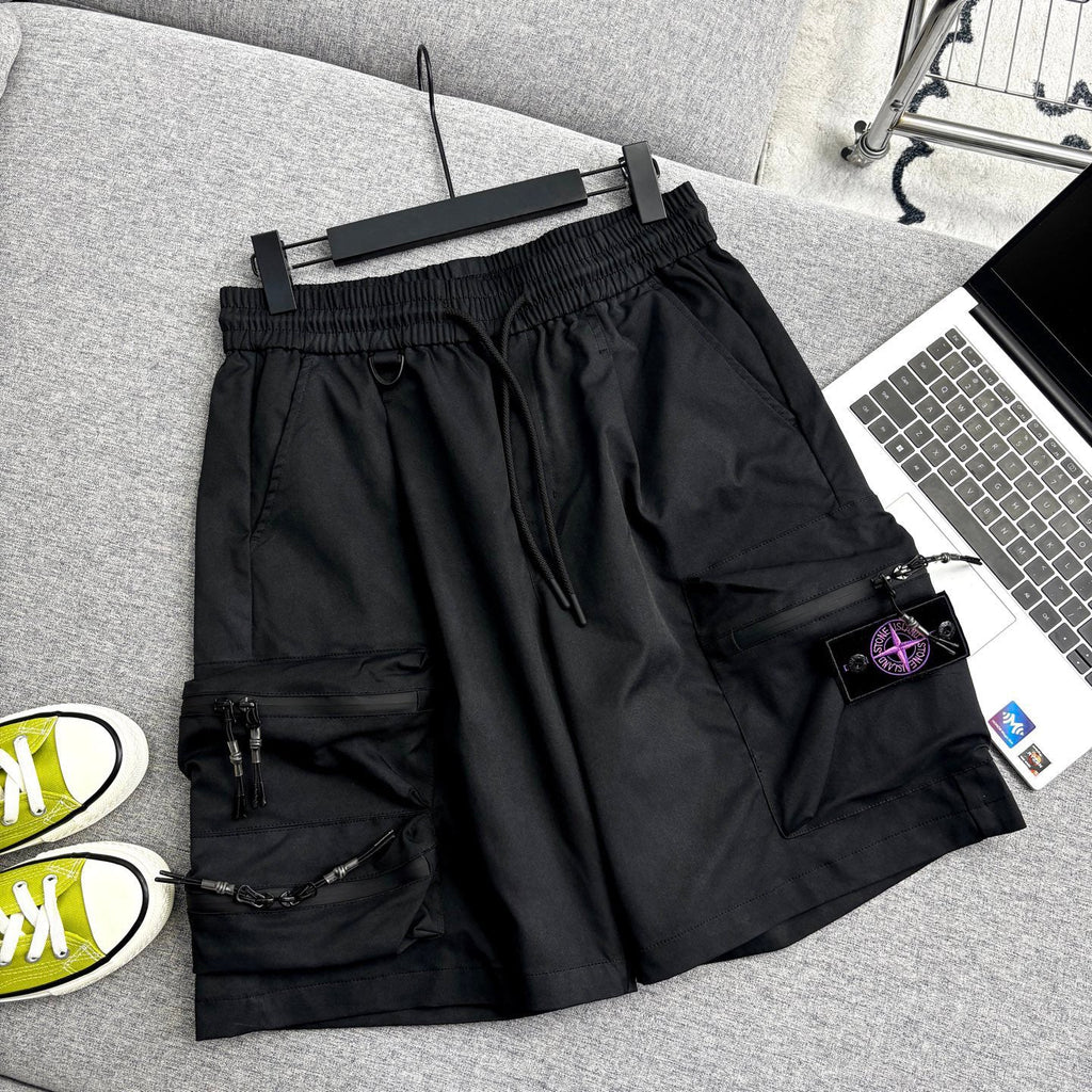 Stone Island Techwear Cargo Shorts with Double-Zip 3D Pockets and Compass Badge