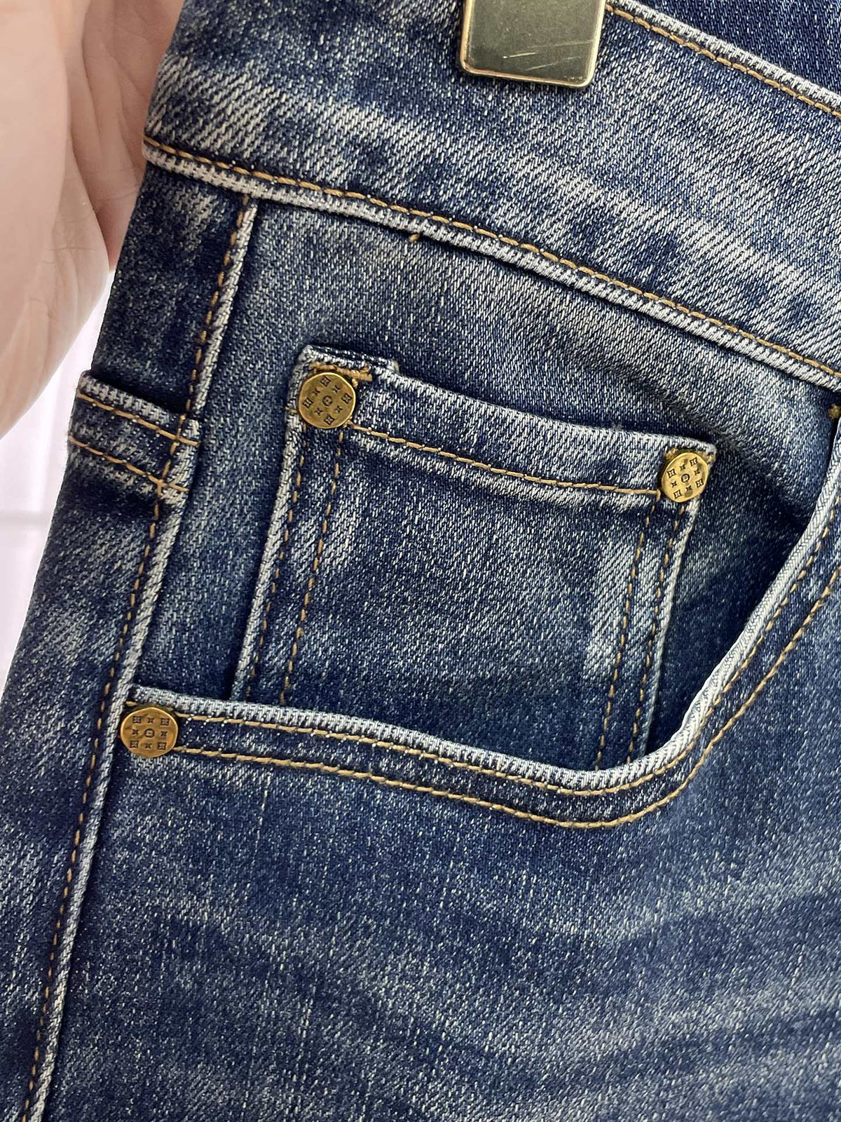Ralph Lauren Men's Vintage Washed Slim Straight Denim Jeans With Gold‑Tone Hardware