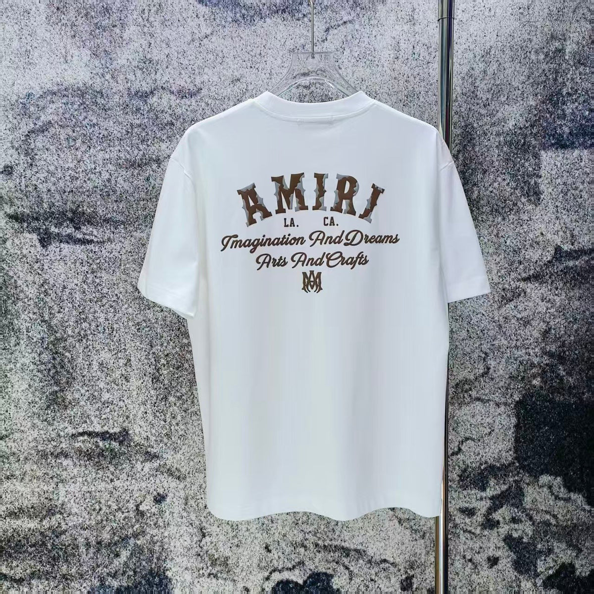 AMIRI Two‑Tone MA Monogram Chest Graphic Short‑Sleeve Tee