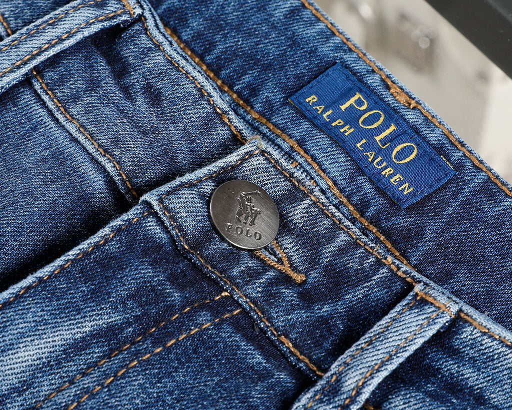 Men's Classic Straight‑Leg Denim Jeans Vintage Washed Casual Blue Pants