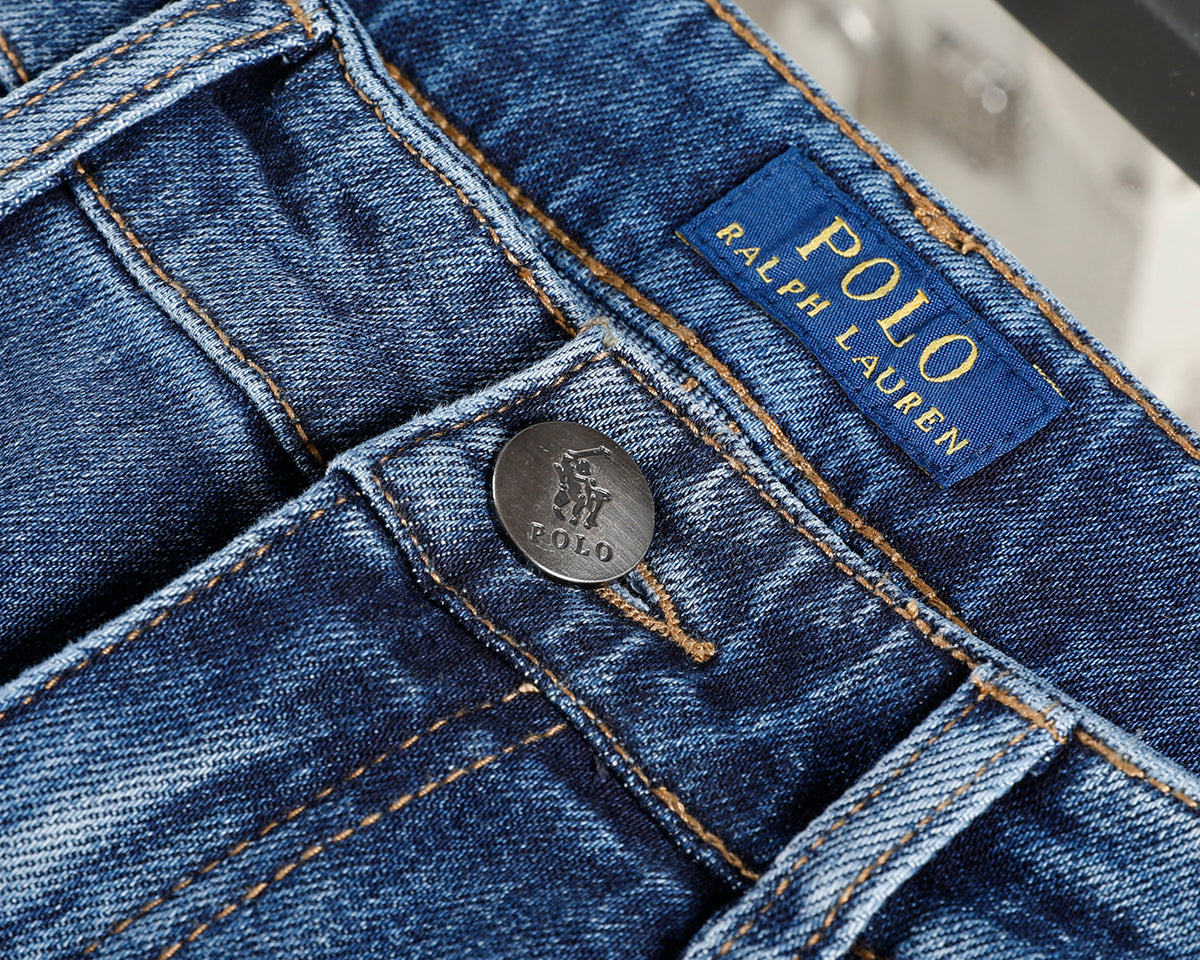 Men's Classic Straight‑Leg Denim Jeans Vintage Washed Casual Blue Pants