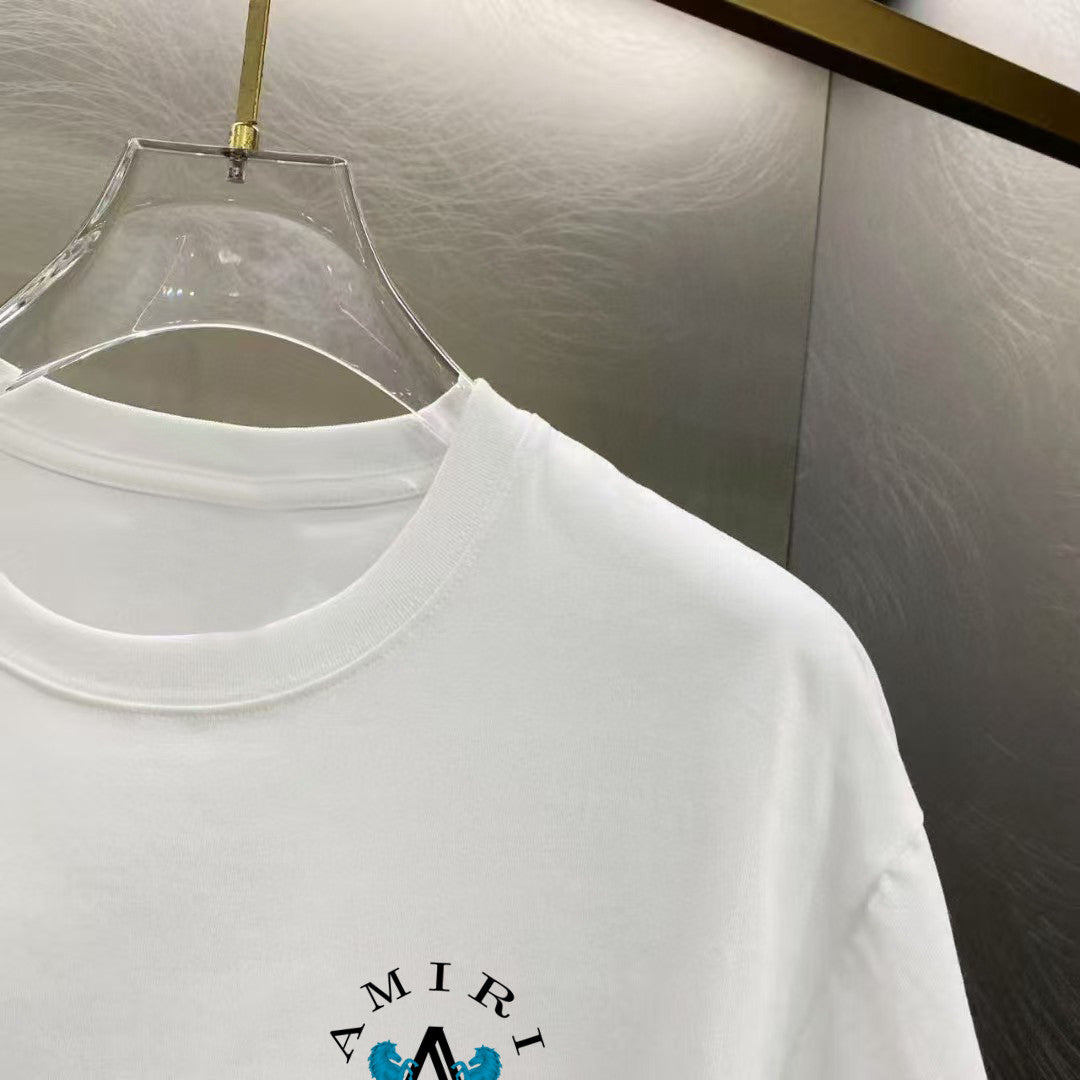 Amiri Beverly Hills Emblem Chest Graphic Crew‑Neck Short‑Sleeve T‑Shirt