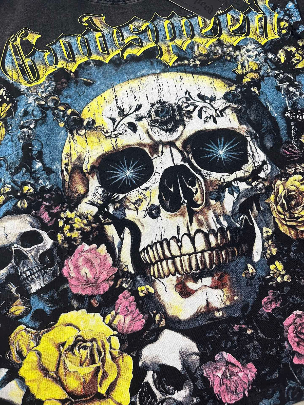 Godspeed Skull Garden Roses Washed Graphic Tee