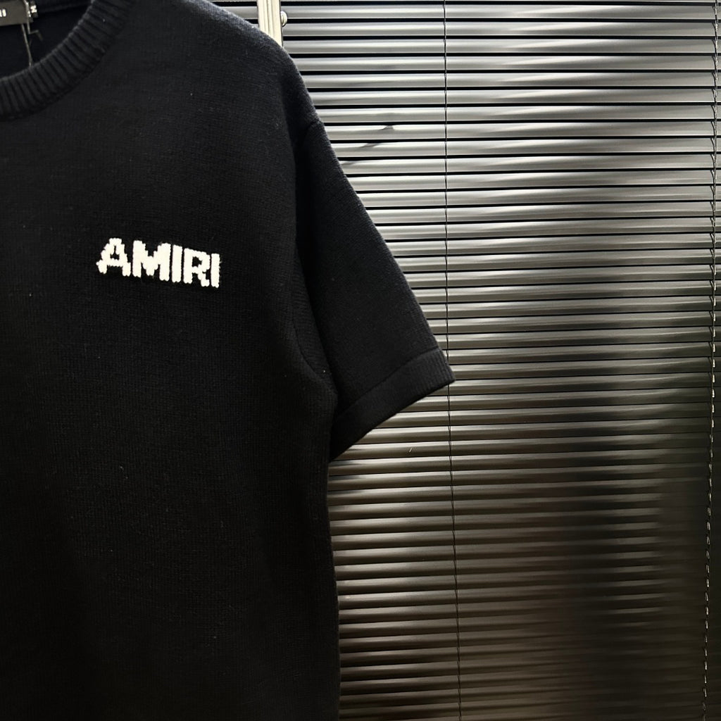AMIRI Pixel‑Logo Short‑Sleeve Knit T‑Shirt