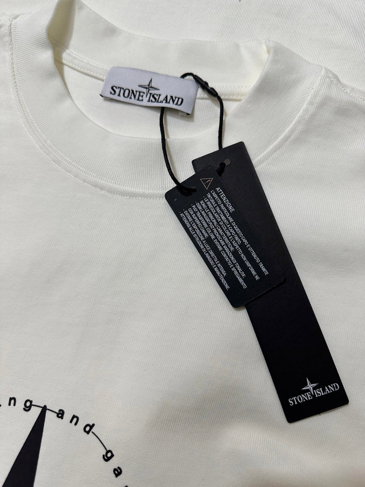 Stone Island Compass Graphic Print Crew Neck T-Shirt with Oversized Star and Brand Narrative
