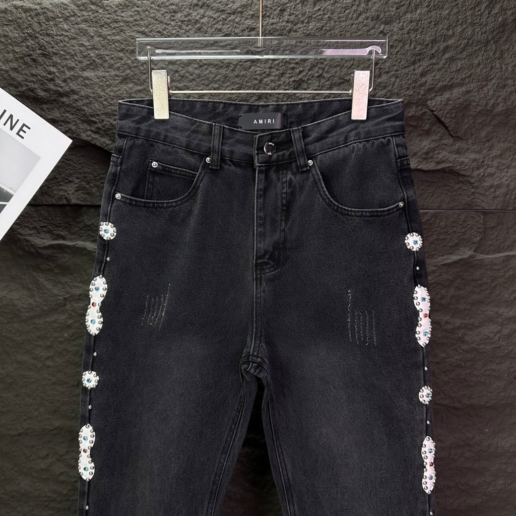 AMIRI Rhinestone‑Embellished Flared Denim Jeans