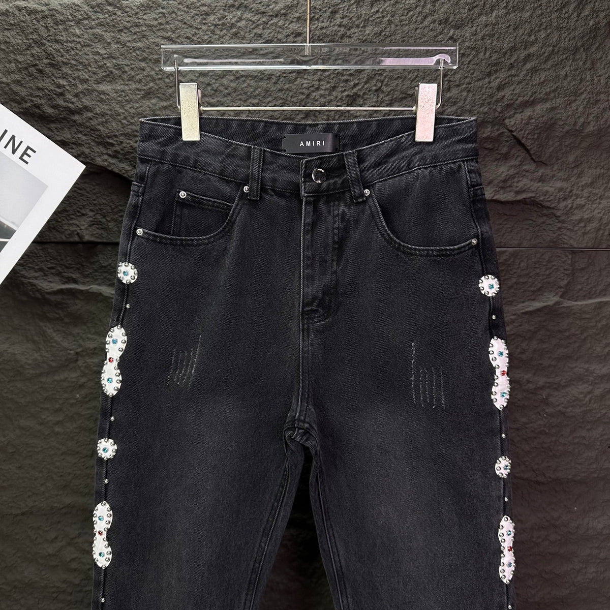 AMIRI Rhinestone‑Embellished Flared Denim Jeans