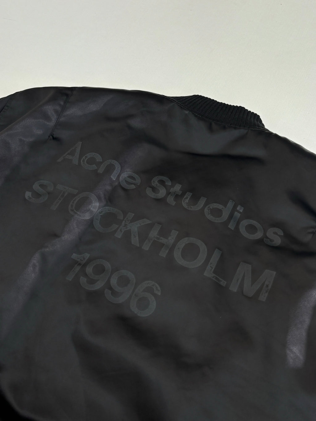 Acne Studios Ribbed Collar Zip‑Up Oversized Bomber Jacket