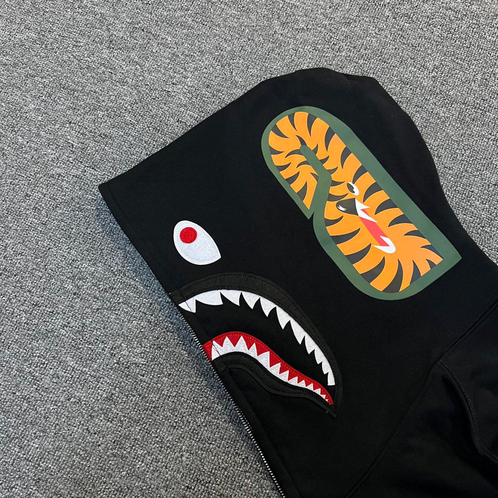 BAPE Solid Shark Full-Zip Hoodie - Gray / Black