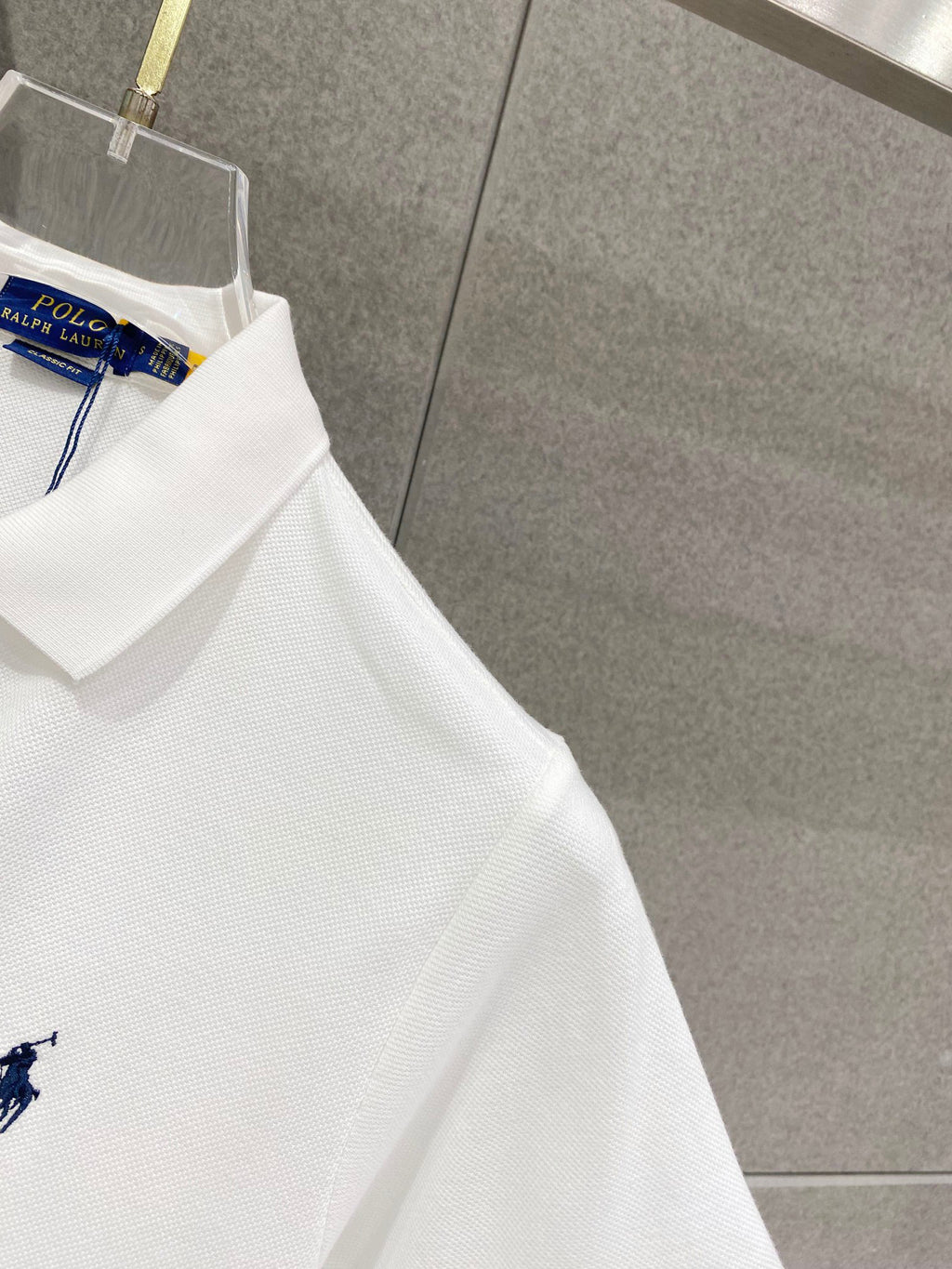 Men's Pique Short‑Sleeve Polo Shirt Small Horse Embroidery Solid White Casual Top