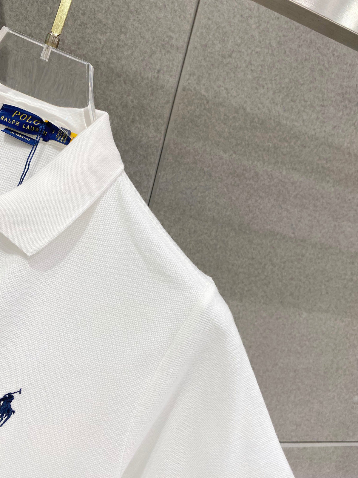 Men's Pique Short‑Sleeve Polo Shirt Small Horse Embroidery Solid White Casual Top