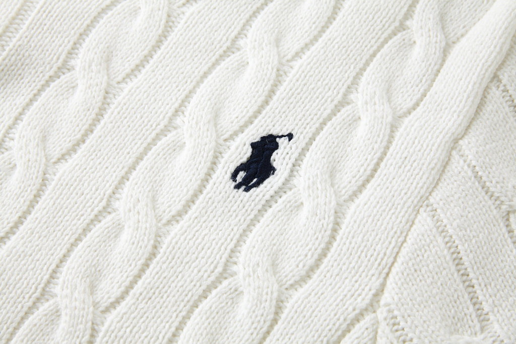 Polo Ralph Lauren Men’s Cable‑Knit Short‑Sleeve Polo Shirt With Navy Pony Embroidery