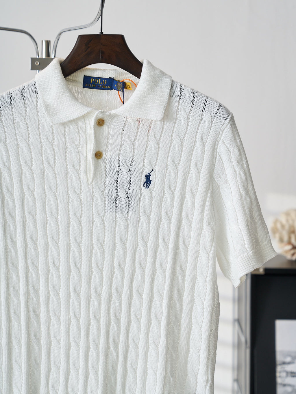 Ralph Lauren Men's Cable‑Knit Short‑Sleeve Polo Shirt