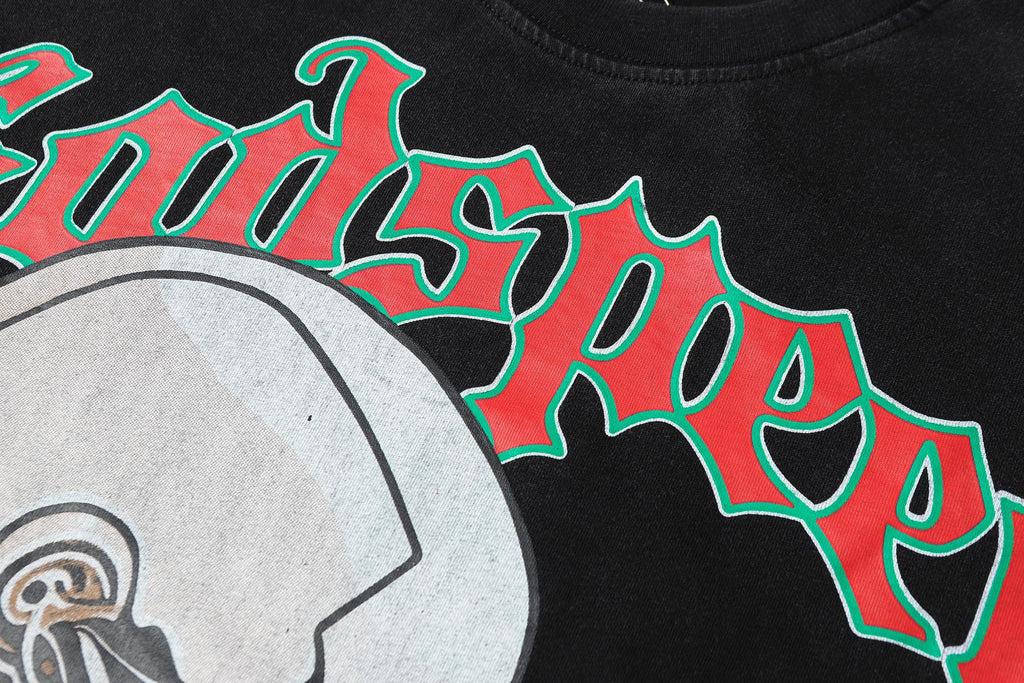 Godspeed Dual Skull Cyborg Confrontation Black Graphic Tee