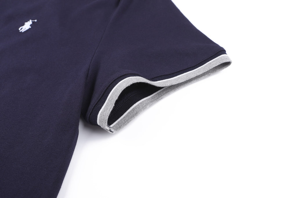 Men's Ringer‑Trim Crew‑Neck Short‑Sleeve T‑Shirt, Small Pony Embroidery