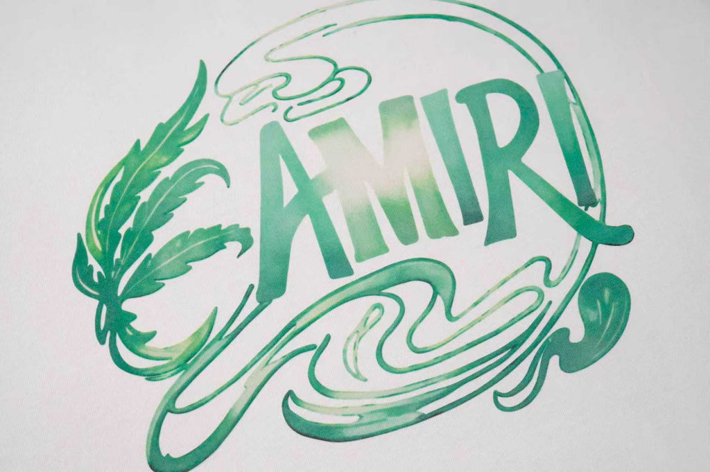Amiri Green Swirl Graphic Crew‑Neck Short‑Sleeve T‑Shirt
