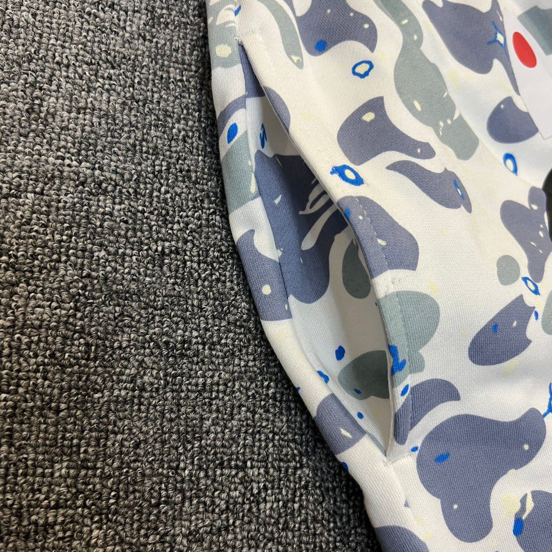 BAPE Space Camo Glow-in-the-Dark Shark Shorts - White / Black