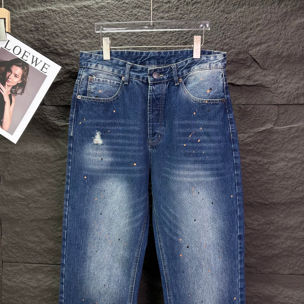 Acne Studios Paint‑Splatter Distressed Straight‑Leg Jeans