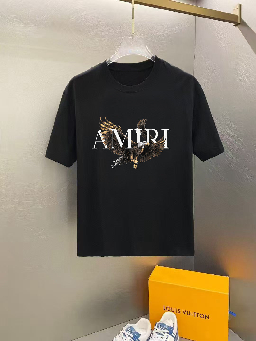 Amiri Eagle Motif Front Graphic Crew‑Neck Short‑Sleeve T‑Shirt