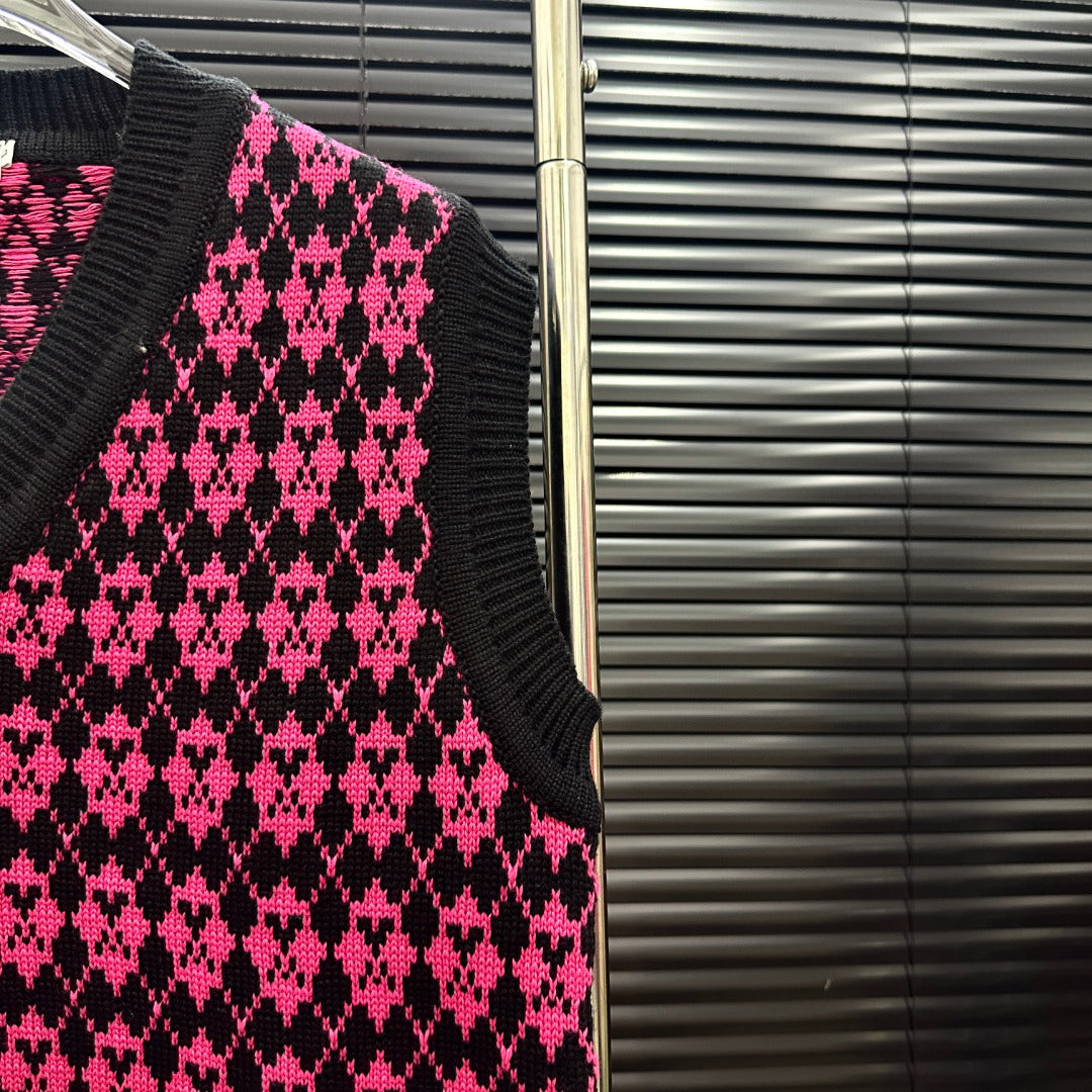 AMI Argyle Jacquard V‑Neck Knit Vest