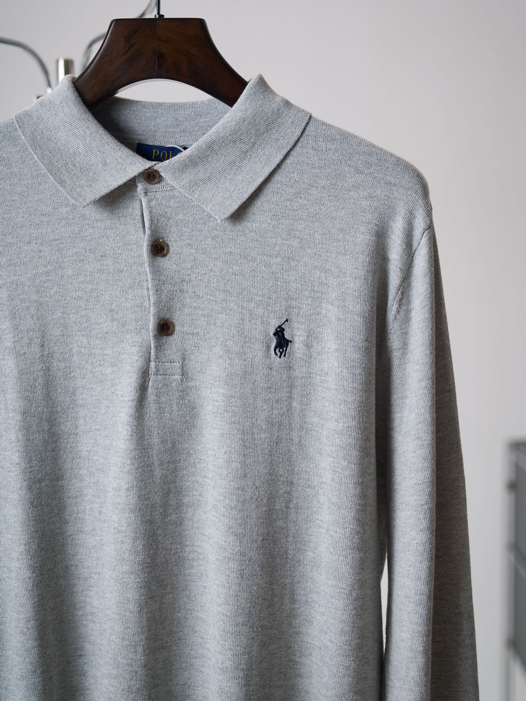 Polo Ralph Lauren Men's Long‑Sleeve Knit Polo Sweater with Small Pony Embroidery