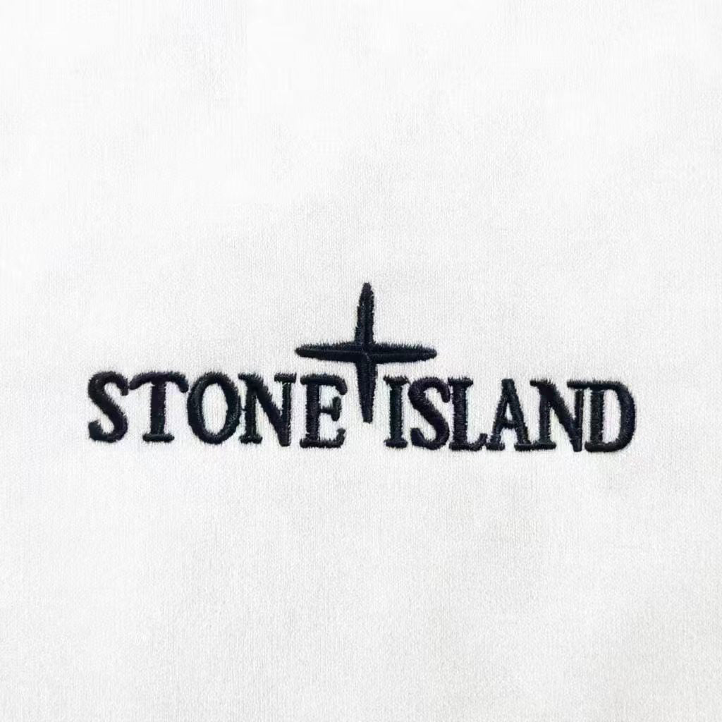 Stone Island Centre Chest Logo Embroidery T-Shirt - White / Blue / Gray / Black