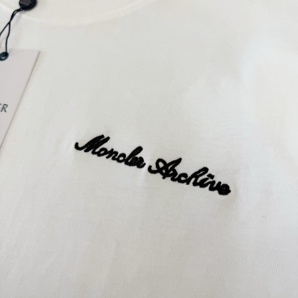 Moncler Shelton Logo Embroidered T-Shirt White