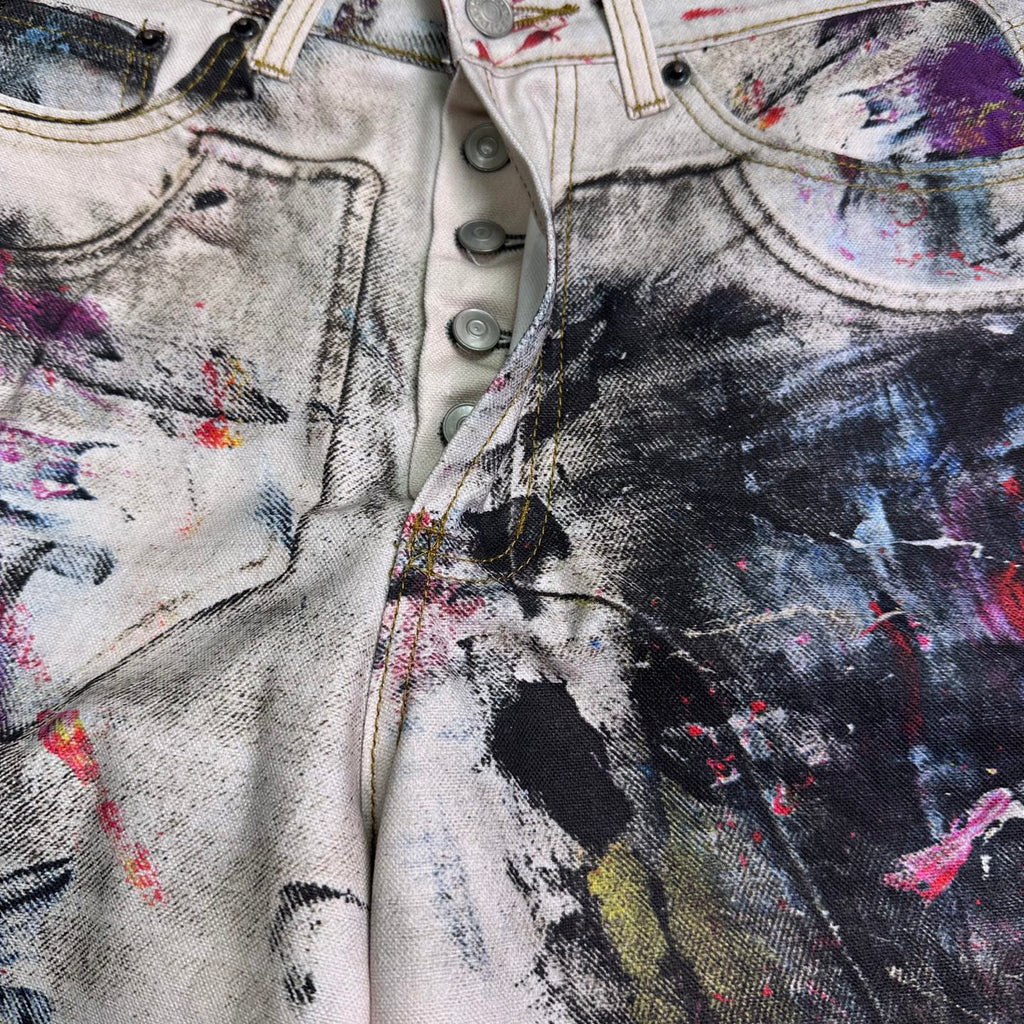 Acne Studios Abstract Paint‑Splatter Cargo Wide‑Leg Jeans