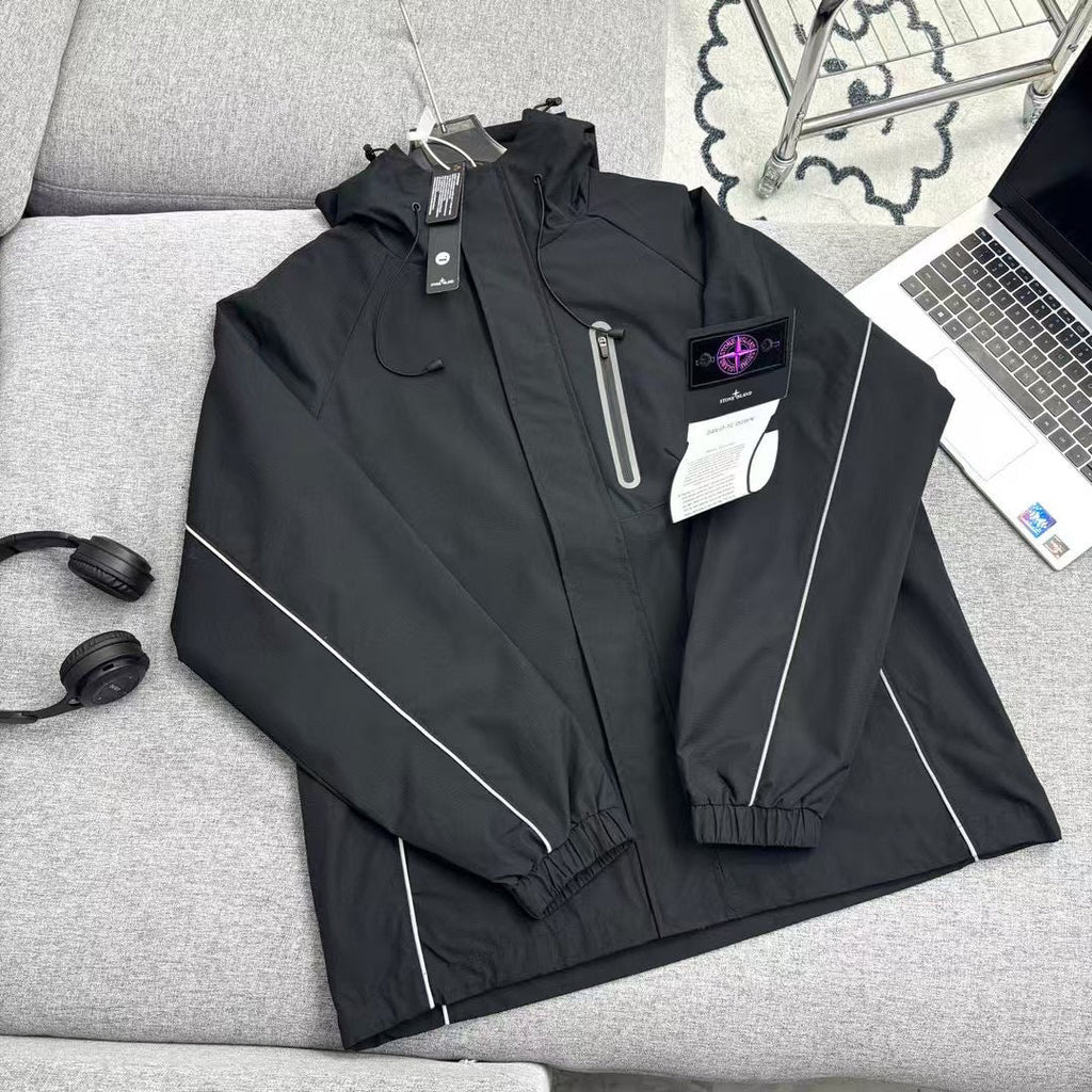 Stone Island Reflective Lightweight Hooded Windbreaker with Compass Badge