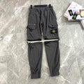 Stone Island 2-in-1 Zip-Off Convertible Cargo Trousers with Compass Badge