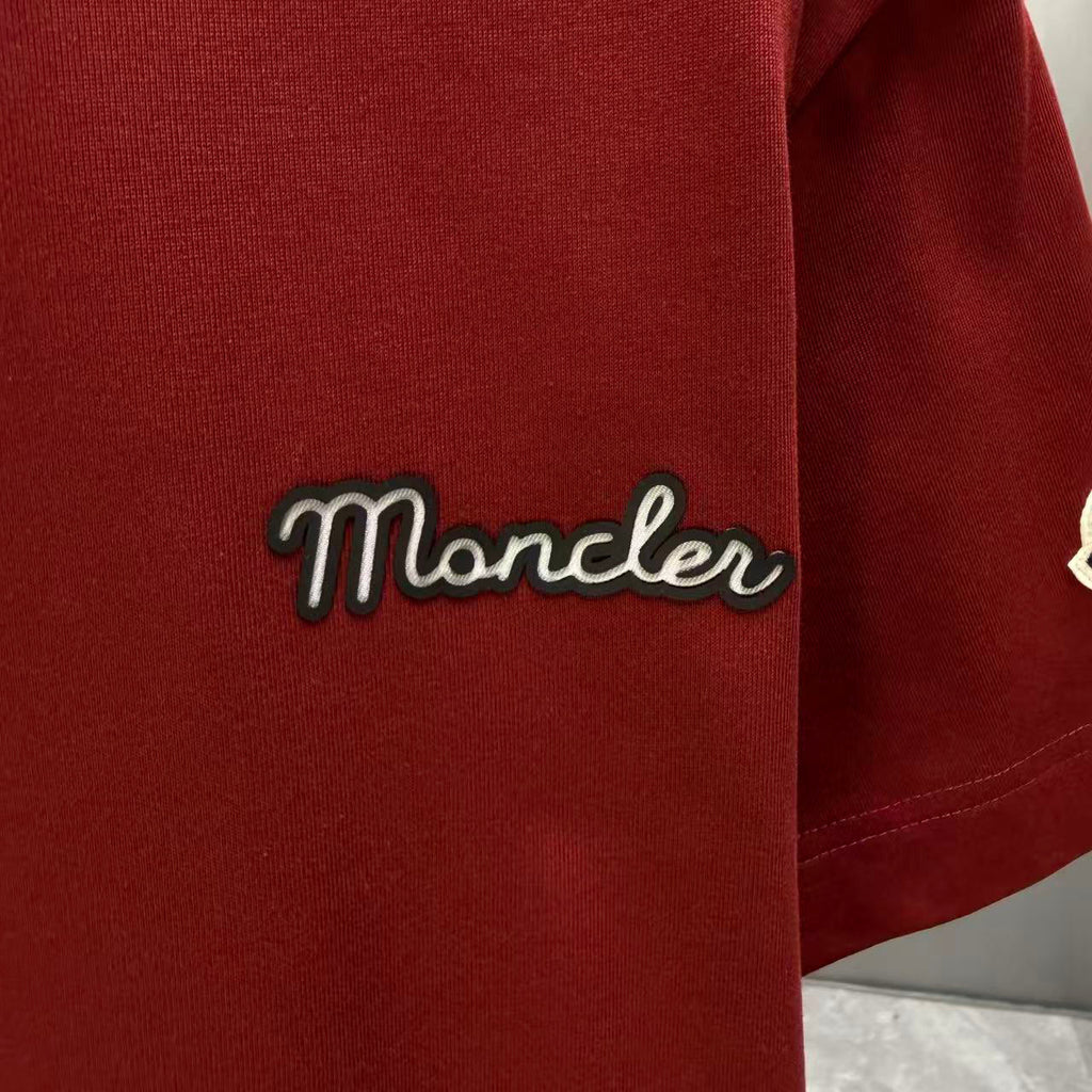 Moncler Script Logo T-Shirt Burgundy