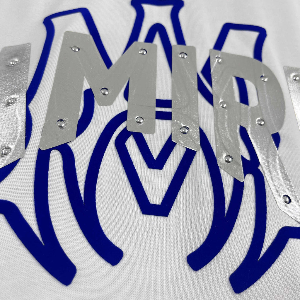 AMIRI MA Logo Riveted Letter Graphic Short‑Sleeve Tee