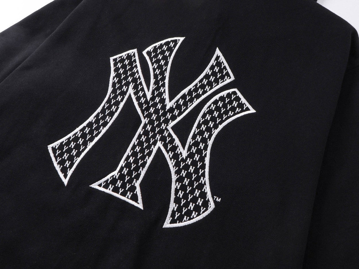 NY Yankees Diamond Mesh Fill Back Logo Zip-Up Hoodie