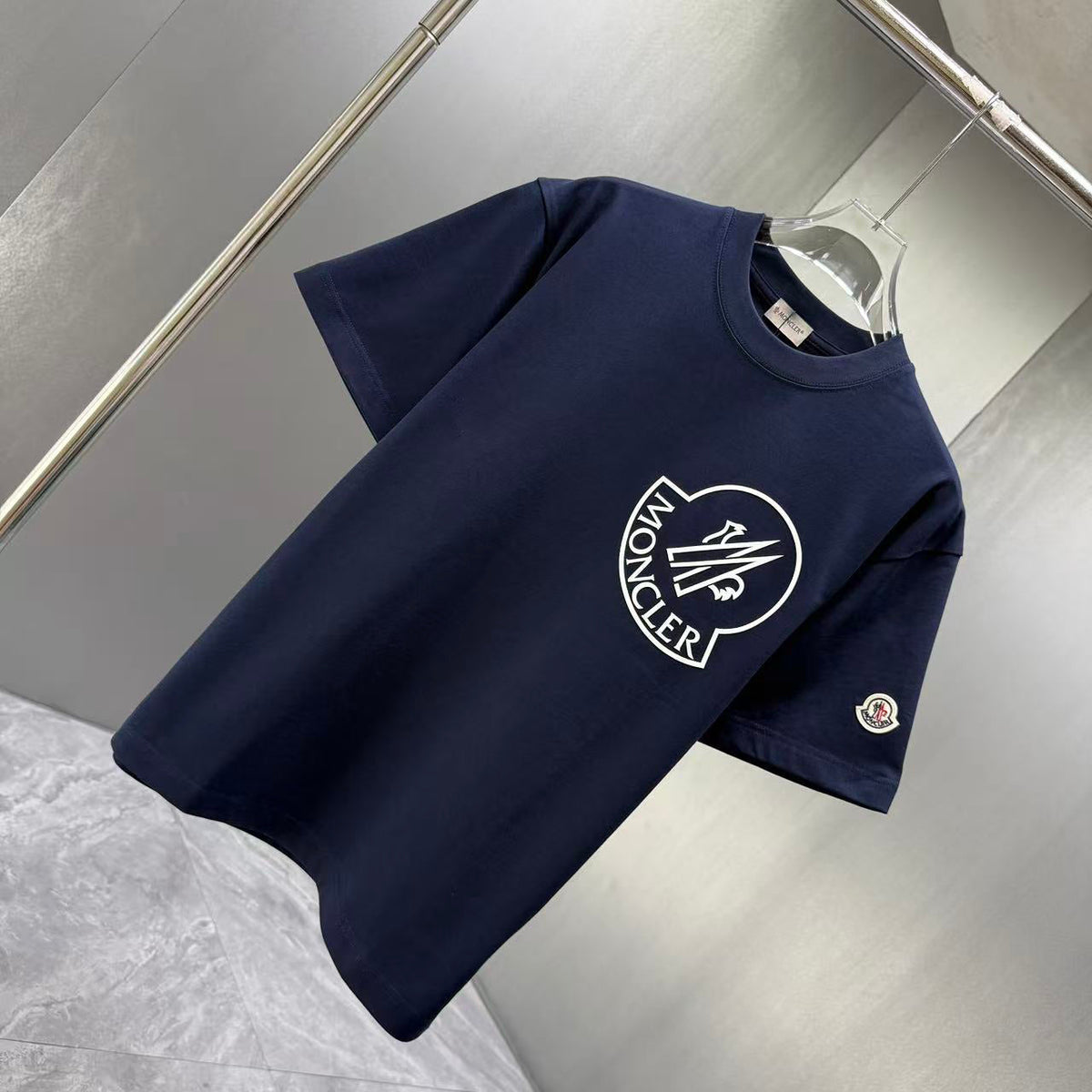 Moncler Oversized Circle Logo T-Shirt Navy